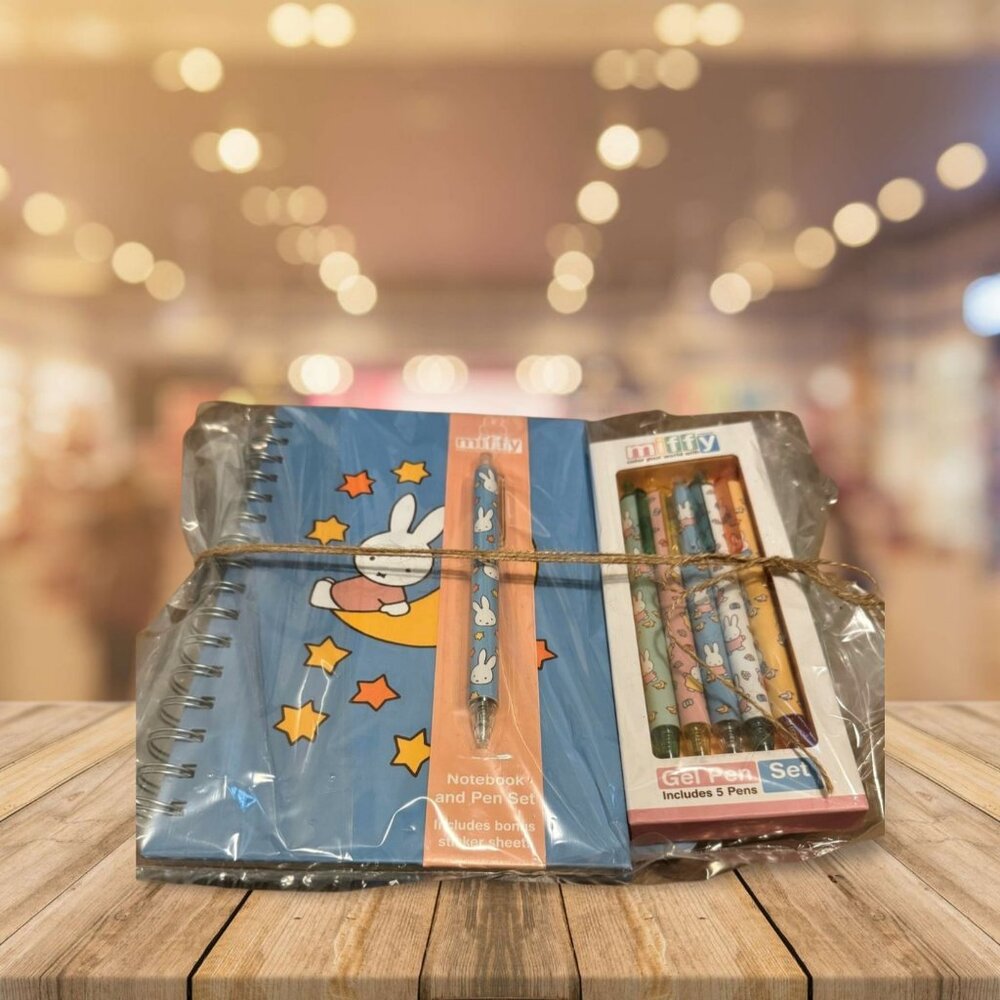 MIFFY Gift Bundle Set: Two notebooks with extra sticker page, 1 pen set (5 pens)